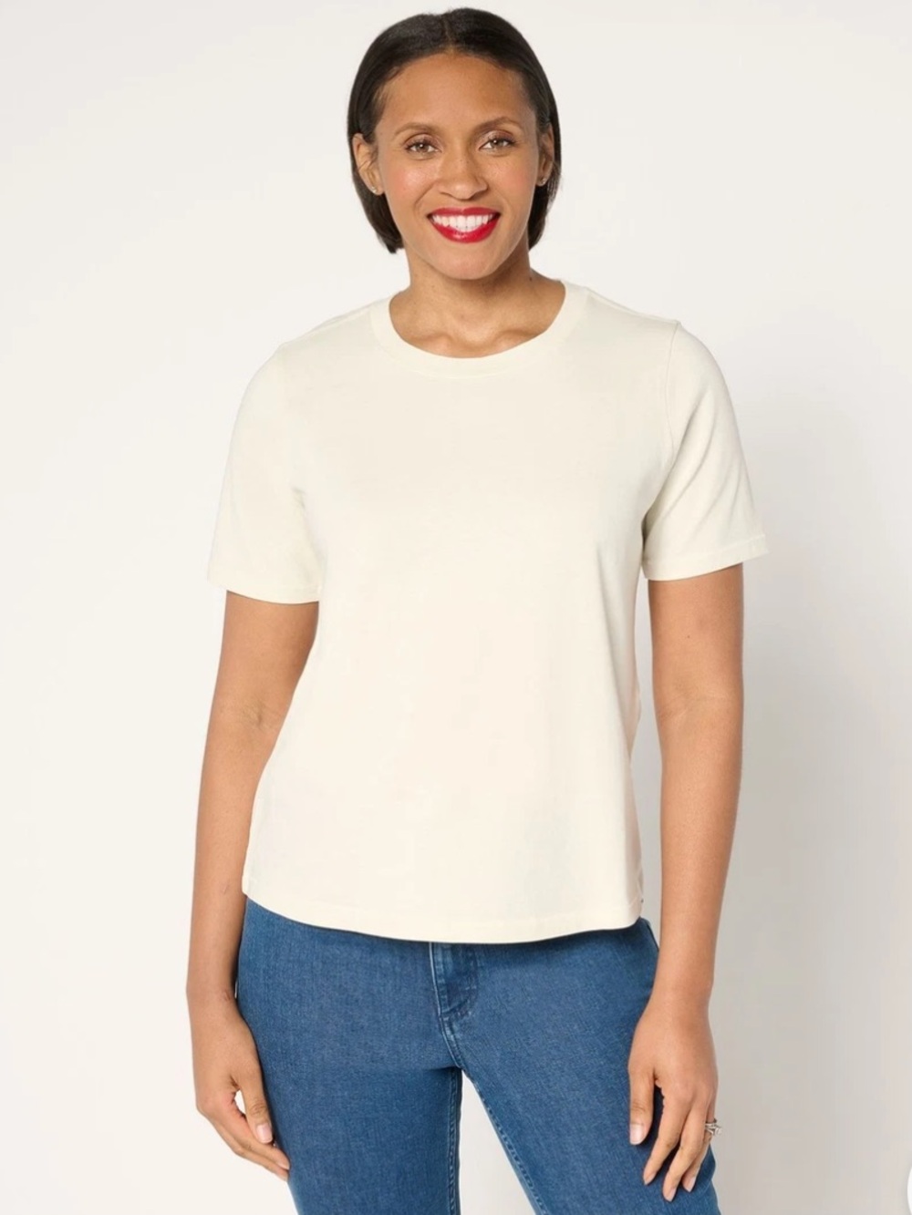 Anybody 100% Washed Cotton Crewneck Essential Tee Shirt Birch NWT Women Size 1X